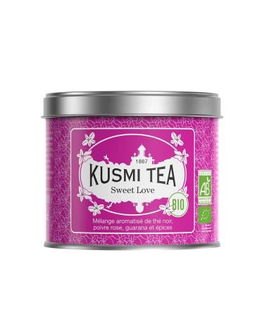 Kusmi Tea - Sweet Love Bio - M lange Aromatis de Th Noir Biologique Poivre Rose Guarana & pices - Fabriqu en France - Bo te Th M tal 100g - Quantit pour environ 50 Tasses