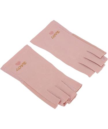 Manicure Gloves UV Protection Stretchy Breathable Fingerless Fiber Cotton Nail Lamp Gloves for Home Salon(Pale Pinkish Gray) - Buy Online on GoSupps.com