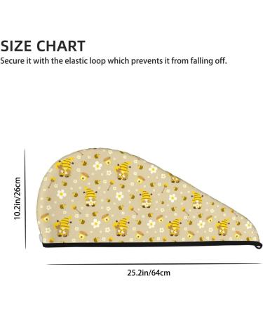 Hair Towel Wrap with Button Quick Drying Towel Turban & Cute Bee Gnomes Design for Effortless Hair Care - Buy Online on GoSupps.com