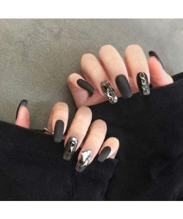 Huil artificial nails false nails black frosted full nail manicure parts wear manicure artificial nails.Fingernail stickers can be reused