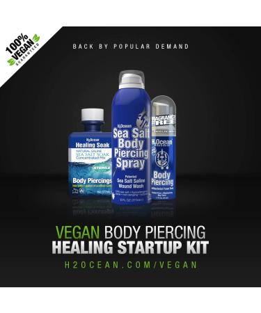 H2Ocean Sea Salt Piercing Aftercare Spray 6 oz - Vegan & Organic Solution for Ear, Nose, Naval & Oral Piercings - Soothes, Cleanses, and Sterilizes Skin - Keloid Bump Treatment included - Buy Online on GoSupps.com