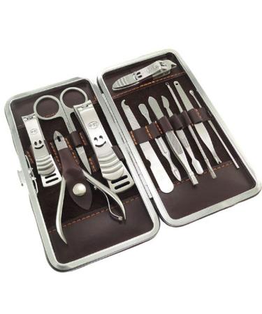 AKORD 12-Pieces Nail Care Personal Manicure & Pedicure Set Travel & Grooming Kit Tools