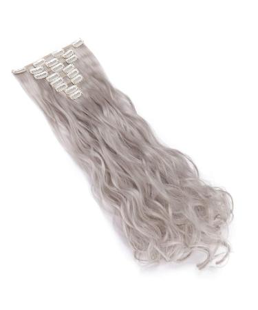 SEGO Clip-in Hair Extensions | Wavy Light Grey 24 (61cm) | 8 Wefts | Realistic Feel - Buy Online on GoSupps.com