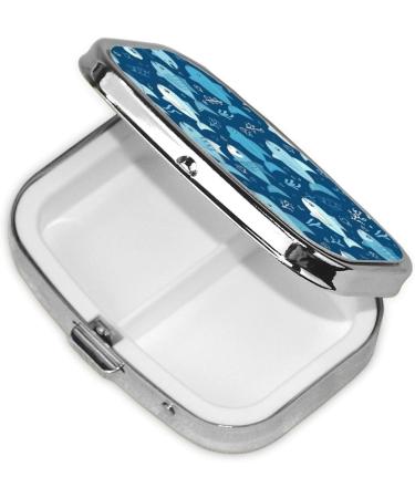 Cute Blue Fish Printing Pill Case | 2 Compartment Travel Pill Organizer | Small Pill Box for Purse & Travel Gifts - Buy Online on GoSupps.com