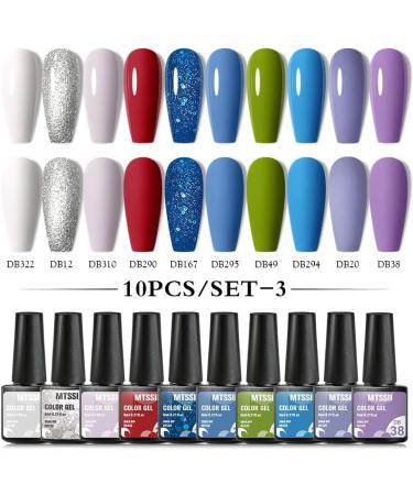 10pcs Glitter Nail Gel Polish Set Kits Semi Permanent Soak Off UV LED Nail Varnish All for Manicure - (Color: S04060S04061S04056) - Buy Online on GoSupps.com