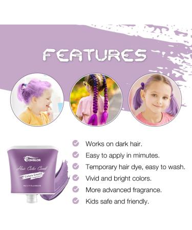 Comblor Purple Temporary Hair Dye for Kids - Wash Out Hair Chalks for Dark Hair, Perfect for Birthday, Christmas, Halloween & Crazy Hair Day - Buy Online on GoSupps.com