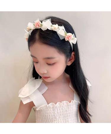 IYOU Flower Wedding Headband Ivory Bowknot Hair Bands Birthday Party Hair Accessories for Girls - Buy Online on GoSupps.com