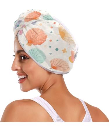 Colorful Scallop Hair Towel 2 Pack - Super Absorbent Quick Dry Hair Turbans for Women & Girls - Buy Online on GoSupps.com