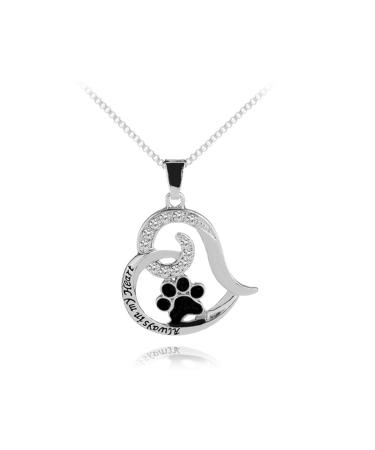 Hmooy paw print necklace Puppy paw always in my heart trailer necklace nice dog cat paw paw print love heart necklace animal lover gifts for women teen girls style 2