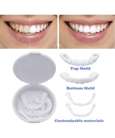icehao Upper & Lower Teeth Veneers - Simulation Braces Snap On Smile Tooth Cover for Perfect Whitening - One Size Fits Most Comfortable Denture - 2pcs Set - Buy Online on GoSupps.com