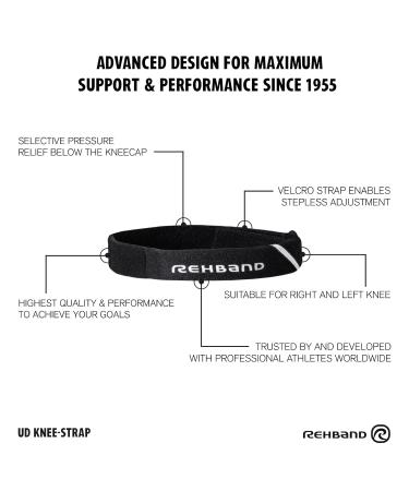 Rehband Patella Tendon Brace - Sport Knee Strap with Pressure Pad for Running Soccer Tennis | Large/X-Large - Black - Buy Online on GoSupps.com