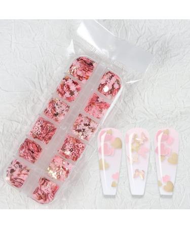 KACHIMOO Nail Glitter Sequins - 12 Grids Gold Pink Flakes for Nail Art Decoration - Buy Online on GoSupps.com