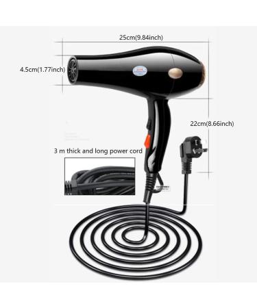 2200w Professional Salon Hair Dryer Powerful Blue-ray Negative Ionic Hairdryer AC Motor Infrared Heat Low Noise Blow Dryer with Concentrator 3 Heat 2 Speed Settings for Home and Salon Small Gift - Buy Online on GoSupps.com
