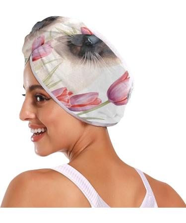 Shop Cat Pink Tulips Hair Towel 2 Pack Super Absorbent Quick Dry Hair Turbans for Women & Girls - Buy Online on GoSupps.com