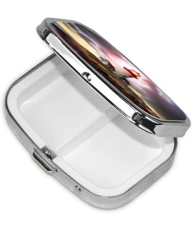 Lighthouse Printing Small Pill Case - 2 Compartment Cute Travel Pill Box Organizer for Pocket & Purse | Ideal Travel Gift - Buy Online on GoSupps.com