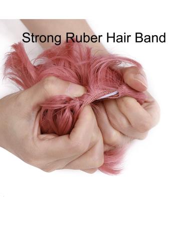 Silk-Co Hair Part with Rubber Band | Wavy Soft Bun Hair Extensions - Dark Pink Curls 35g for Thickening Messy Updos - Buy Online on GoSupps.com