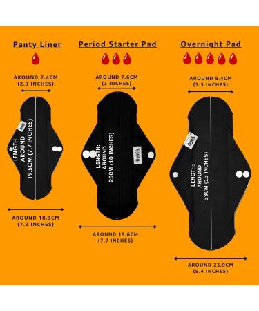HighOh Overnight Long Reusable Bamboo Menstrual Pads - Set of 4 Heavy Flow Pads with Wetbag - Buy Online on GoSupps.com