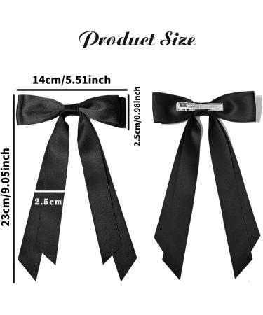 2 PCS Bow Hair Clips Hair Bows for Women Girls - Big Bowknot Hairpin French Hair Clips with Silky Satin Ribbon Solid Color Hair Barrettes (Black+White) - Buy Online on GoSupps.com