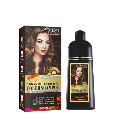 Mokeru Professional Argan Oil Color Shampoo Dark Brown 500ml 16.91 Fl Oz (Pack of 1)