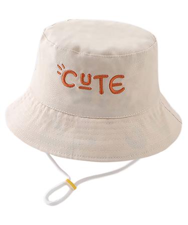 XYIYI Kids Bucket Hat Adjustable Sun Hats Breathable Beach Hat for Boys Girls 2-4 Years Cute Beige&Graffiti letters