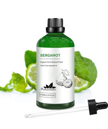 Bergamot Essential Oil Mumianhua Pure Bergamot Oil Therapeutic Grade Bergamot Aromatherapy Oil for Hair Growth Skin Diffuser Perfume Shampoo Candle Making Soap Making 100 ml with Dropper Bergamot-100ml