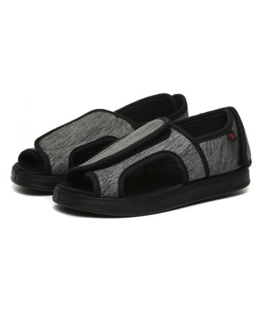 fohapfam Women's Diabetic Slippers Adjustable Arthritis Edema Slippers Extra Wide Swollen Sandals Hallux Valgus Recovery Footwear for Swollen Feet Edema Arthritis Elderly 5 Grey