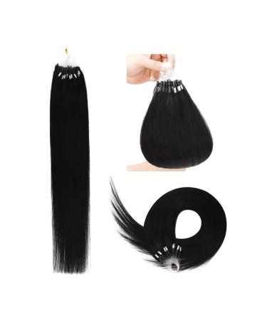 Micro Loop Hair Extensions Micro Ring 50g Remy Real Human Hair Extensions (18 Inch #1 Black)