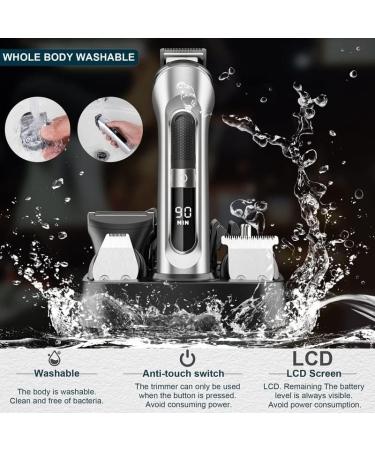 Pro Hair Clipper 5 in 1 Hair Trimmer Cordless Hair Clipper Rechargeable Men's Body Shaver LCD Screen Grooming Kit - Buy Online on GoSupps.com