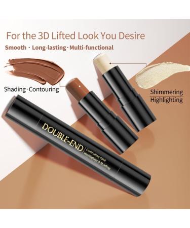 Reddhoon 2 in 1 Contour Stick Double-end Highlighter & Bronzer Stick Face Luminizers & Shade Cream Contour Long-lasting Waterproof 3D Face Professional Makeup Cream Highlight Contour Stick Cruelty Free (02) - Buy Online on GoSupps.com