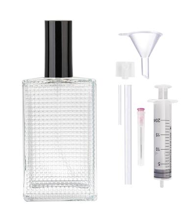 XUSSMM Perfume Atomiser Refillable 100 ml Perfume Bottle Empty Square Clear Glass Bottle for Filling Yourself with Perfume Atomiser and Funnel for Men and Women Perfume Travel (100 ml Black) 100 ml Black