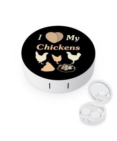 I Love My Chicken Contact Lens Case Travel Portable Travel Contact Lens Box with Mirror