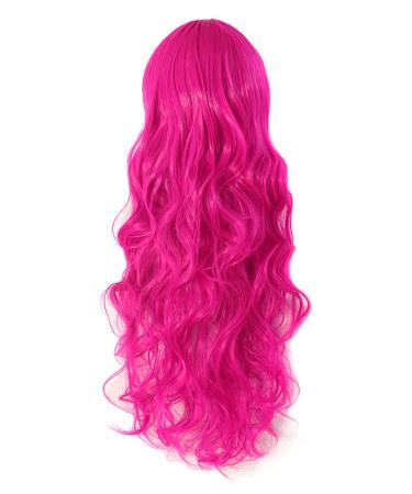 MapofBeauty 70cm Long Curly Wig for Women - Carmine Pink Curly Hair - Best Quality & Fast International Shipping - Buy Online on GoSupps.com