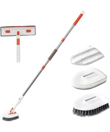 Shower Brush for Cleaning 180 Rotating Shower Scrubber with Long Retractable Handle and Water Wiper for Bathroom Kitchen Wall Floor Cleaning Supplies - Buy Online on GoSupps.com