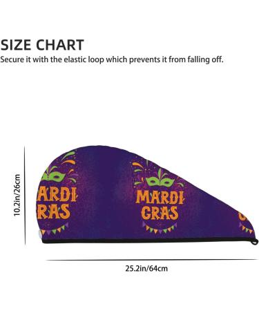 Hair Towel Wrap - Quick-Dry Hair Turban with Button | Mardi Gras2 - Perfect for Fast Drying & Easy Use - Buy Online on GoSupps.com