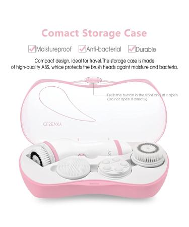 CLSEVXY Waterproof Facial Cleansing Spin Brush Set with 4 Interchangeable Heads - Electric Face Scrubber for Deep Scrubbing and Exfoliating in Pink - Buy Online on GoSupps.com