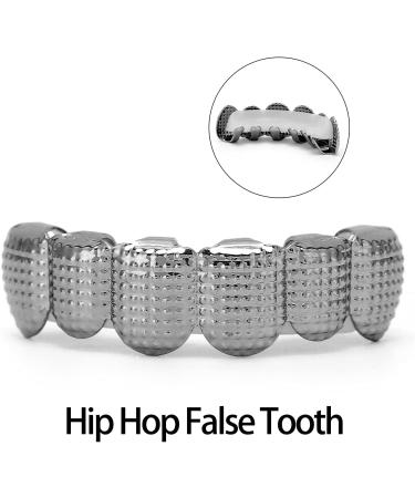 Hip Hop Teeth Grillz Rapper Costume Teeth Jewelry and Accessories Hip Hop Hollow Tooth Portable for Halloween for Party Photo for Women Men Gift(Black) - Buy Online on GoSupps.com