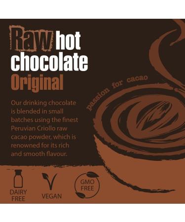 Premium Vegan Raw Hot Chocolate Cocoa Powder | Original Chocolate flavour | Criollo Raw Cacao & Coconut Blossom Sugar | Dairy Free Soya free and Gluten Free | 1 x 175g Tin Can - Buy Online on GoSupps.com