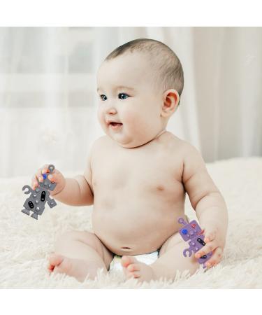Robot Shape Silicone Teething Toys for Babies 3-12 Months | BPA Free Chew Toys Pack - Gray+Purple A Style - Buy Online on GoSupps.com
