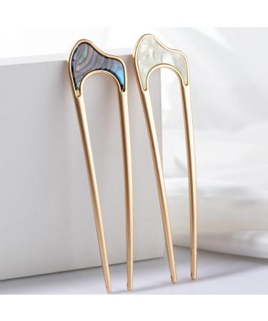 Sioppki 4 PC U-Shaped Hair Needle Clips | French Style Shell Hairpins & Chignon Sticks | Women's Hair Styling Accessories - Buy Online on GoSupps.com