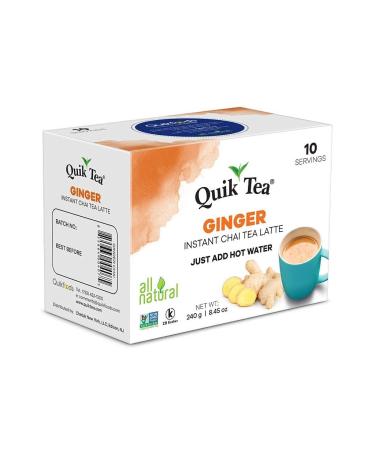 QuikTea Ginger Chai Tea Latte - 10 Count Single Box | All Natural & Preservative Free Instant Chai from Assam - Buy Online on GoSupps.com