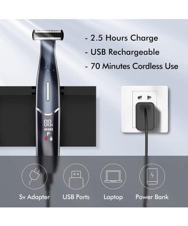 Men's Body Hair Trimmer - Rechargeable Electric Razor with LED Display, Waterproof Shaver Set in Black - Buy Online on GoSupps.com