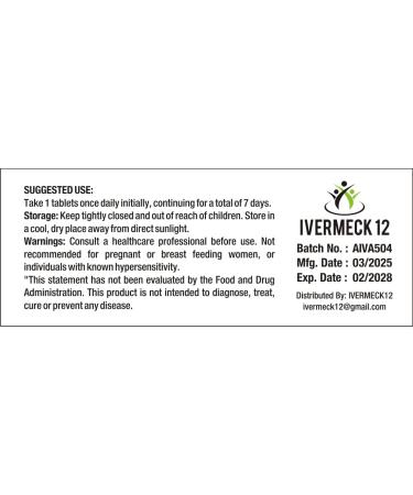 IVERMECK 12 mg - 99% Purity 200 Tablet - 2 Pack   - Buy Online on GoSupps.com