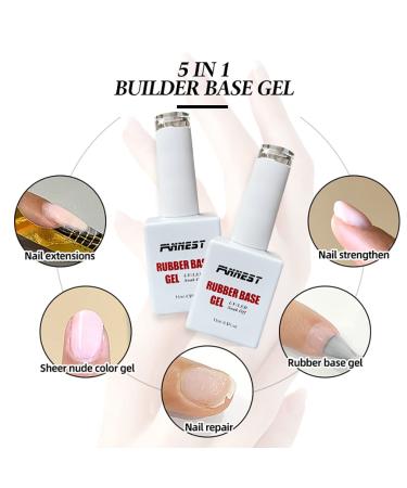 FANNEST Rubber Builder Base Gel in Sheer Nude - Nail Strengthener/Extension Gel - LED/UV Soak Off - Elastic Base Coat Gel Nail Polish - Buy Online on GoSupps.com