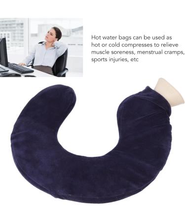 Bagima U-Shaped Heat Bottle Heating Pillows - Soft Rubber Hot Water Bottle for Winter Neck Therapy - Removable Fabric Cover (Navy Blue) - Buy Online on GoSupps.com