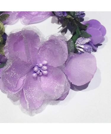 Flower Crown Headband Wreath Garland Hair Bands 2 Pack - Purple Tone | Wedding Bridal Hair Hoop Women Leaf Ribbon Party Decoration Christmas Handmade Headpiece Hair Accessories - Buy Online on GoSupps.com