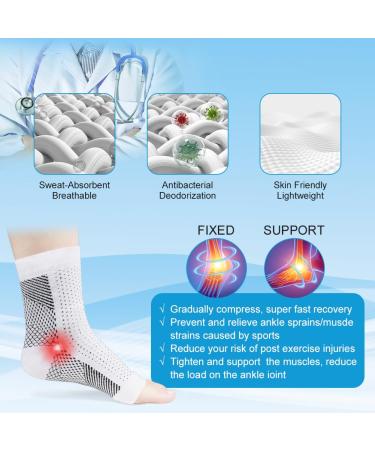 ACWOO Plantar Fasciitis Socks 4 Pairs Neuropathy Socks Ankle Compression Socks for Women Men Breathable Anti-Slip Ankle Support Brace Wide Calf Compression Socks for Pain Relief Flying Running L/XL White - Buy Online on GoSupps.com