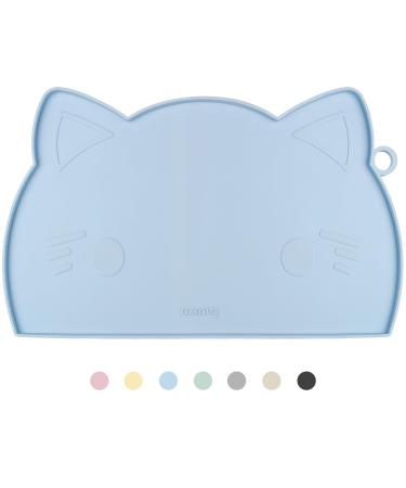 Coomazy bowl pad for cats and small dogs silicone lining mat for cat bar slide -resistant pet for feed mat with edge (45x26cm blue)