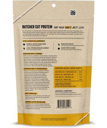 Vital Essentials Freeze Dried Raw Whole Animal Dog Treats Premium Quality High Protein Training Treats Grain Free Gluten Free - Duck Bites - 5.5 Oz  - Buy Online on GoSupps.com