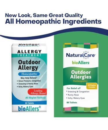 NaturalCare Outdoor Allergies Homeopathic Tablets by bioAllers 60ct | May Provide Support Through Sinus Congestion Sneezing & Runny Nose Itchy Watery Eyes 60 Count (Pack of 1) - Buy Online on GoSupps.com