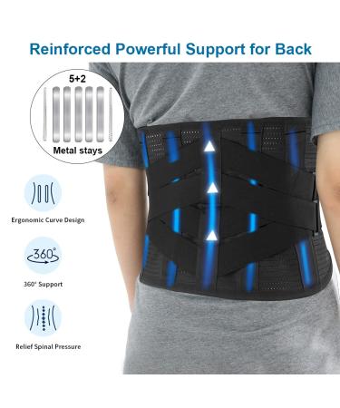 Heated Back Brace Wrap for Lower Back Pain Relief - Lumbar Support with Heating, Metal Stays - Sciatica, Herniated Disc - Size L (41-49) - Buy Online on GoSupps.com